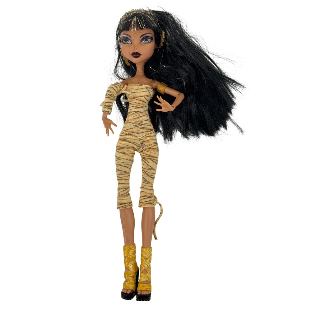 Monster High Cleo de Nile Doll G1 Black Gold Mummy Wrap Jumpsuit Egyptian